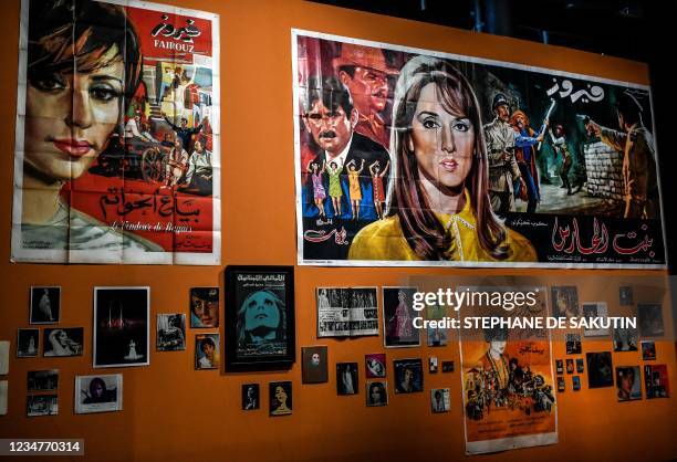 An area is dedicated to the Lebanese singer Fairuz, as part of the 'Divas' exhibition at the Arab World Institute in Paris on August 19, 2021.