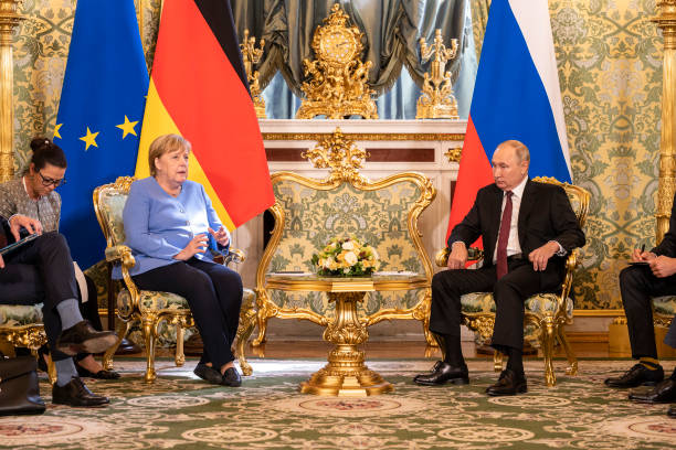 German Chancellor Angela Merkel meets with Russian President Vladimir Putin at the Kremlin on August 20, 2021 in Moscow, Russia.