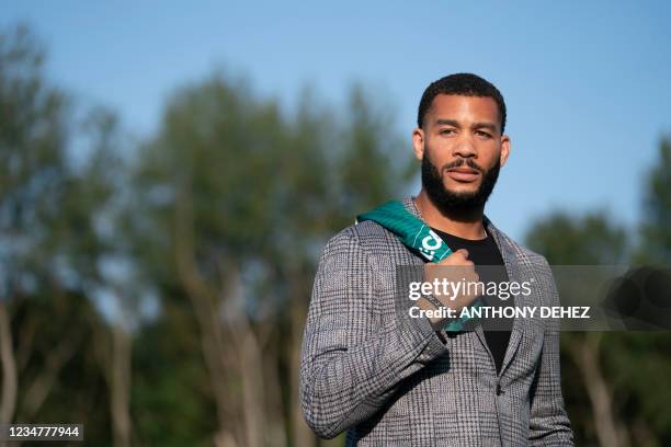 Virton's new secretary-general Oguchi Onyewu poses after a press conference of 1B Proximus League soccer club RE Virton, to present their new...