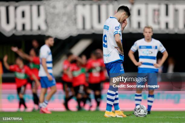 Slobodan Tedic of PEC Zwolle during the Dutch Eredivisie match between NEC Nijmegen v PEC Zwolle at the Goffert Stadium on August 20, 2021 in...