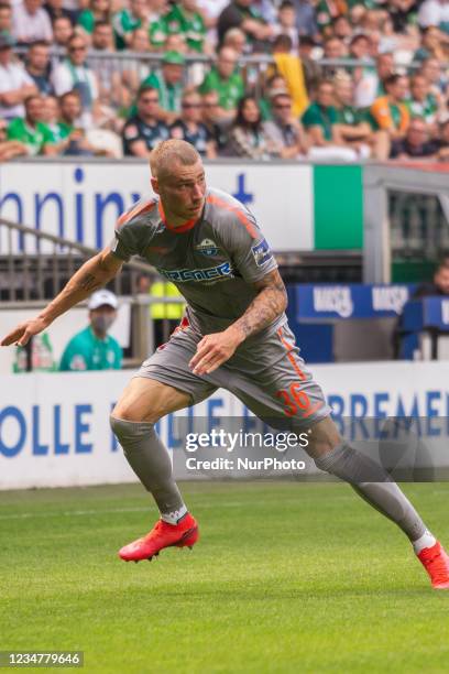 Felix Platte of SC Paderborn looks on during the Second Bundesliga match between SV Werder Bremen and SC Paderborn at Wohninvest WESERSTADIONr on...