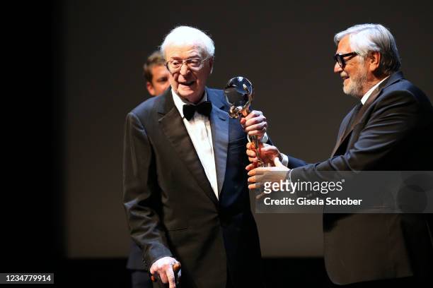Sir Michael Caine is awarded with the Crystal Globe for Outstanding Contribution to World Cinema at the 55th Karlovy Vary International Film Festival...