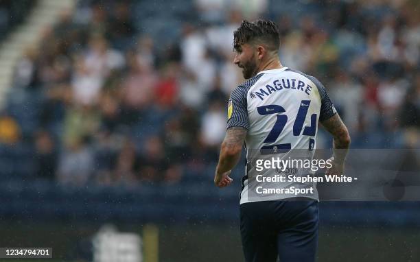 Preston North End's Sean Maguire during the Sky Bet Championship match between Preston North End and Peterborough United at Deepdale on August 21,...