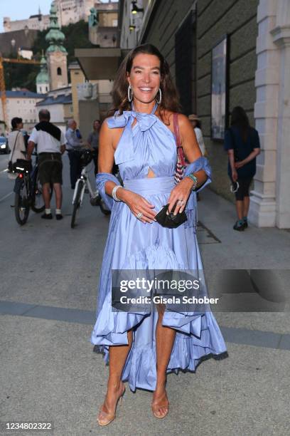 Fiona Swarovski at the premiere of "Tosca" during the Salzburg Opera Festival 2021 at grosses Festspielhaus on August 21, 2021 in Salzburg, Austria.