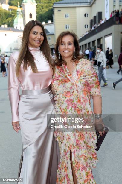 Graziella Binder, Karin Holler at the premiere of "Tosca" during the Salzburg Opera Festival 2021 at grosses Festspielhaus on August 21, 2021 in...