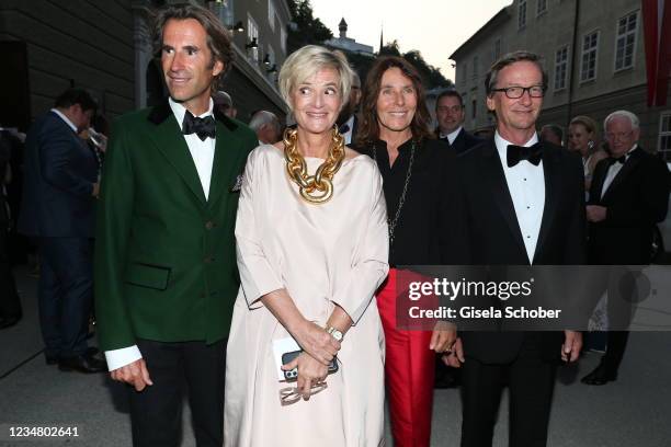 Pierre Pelegri, Princess Gloria von Thurn und Taxis and Alessandra Borghese and Thaddaeus Ropac at the premiere of "Tosca" during the Salzburg Opera...