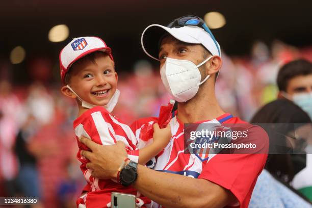 Fans at the Wanda Metropolitano Stadium ahead of the match during the La Liga match between Atletico de Madrid v Elche CF played at Wanda...