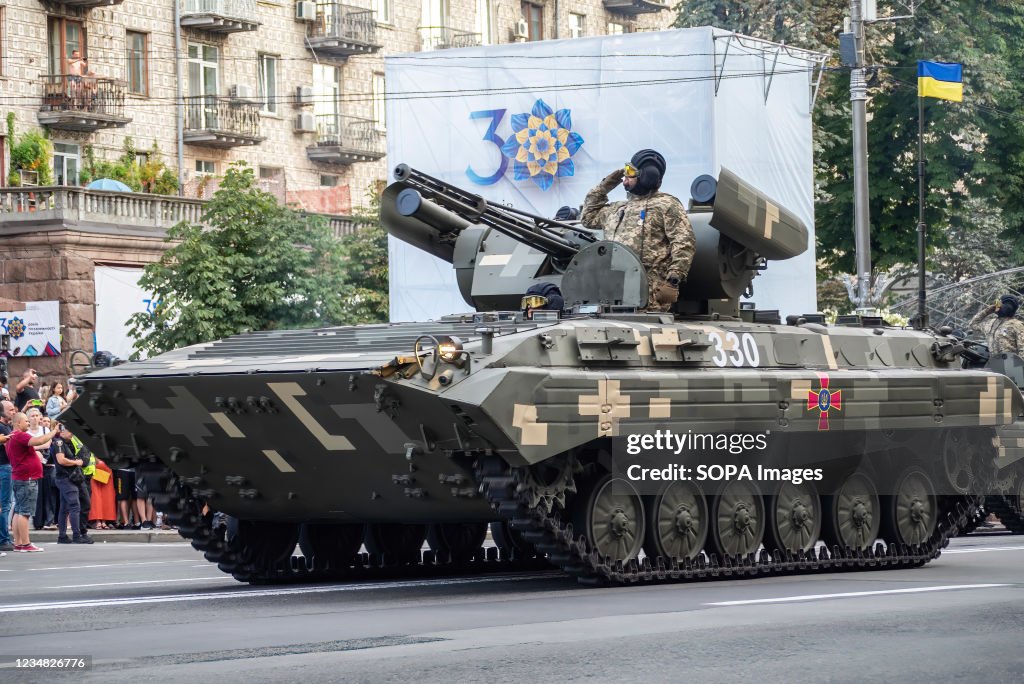 Military Machinery are seen during the rehearsal of the...