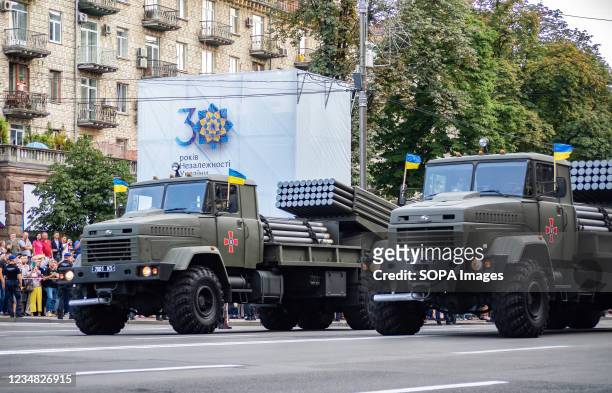 Military Machinery are seen during the rehearsal of the military parade which will take place on the Independence Day.