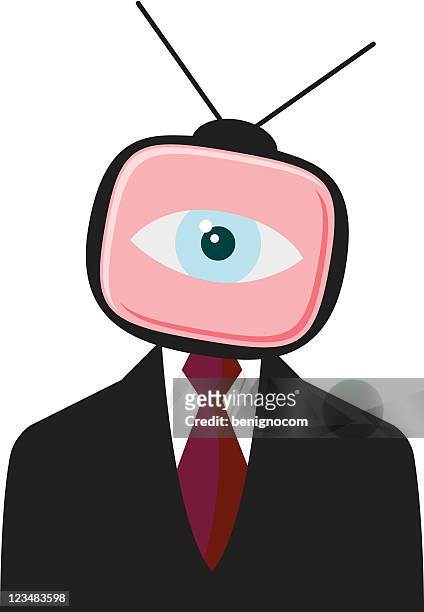businessman eye from tv set - 實況電視 幅插畫檔、美工圖案、卡通及圖標