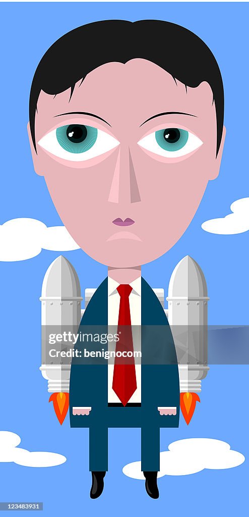 Businessman And Jet Pack