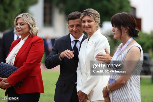 Volodymyr Zelensky President of Ukraine and his wife Olena Zelenska during The Kyiv Summit of First Ladies and Gentlemen. The event was organized on...
