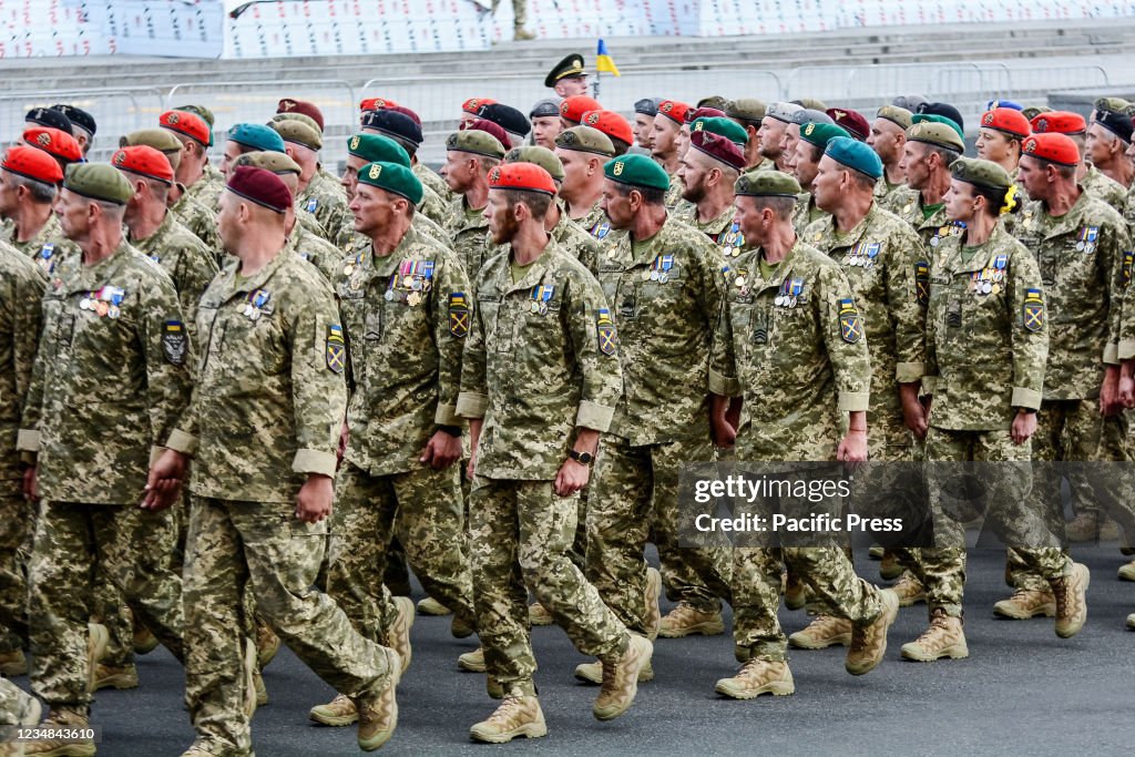 Ukrainian armed forces units participate in a rehearsal of...