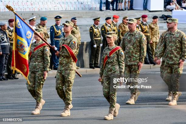 Moldova armed forces units participate in a rehearsal of military parade in preparation for the upcoming Independence Day on August 24 at Khreschatyk...