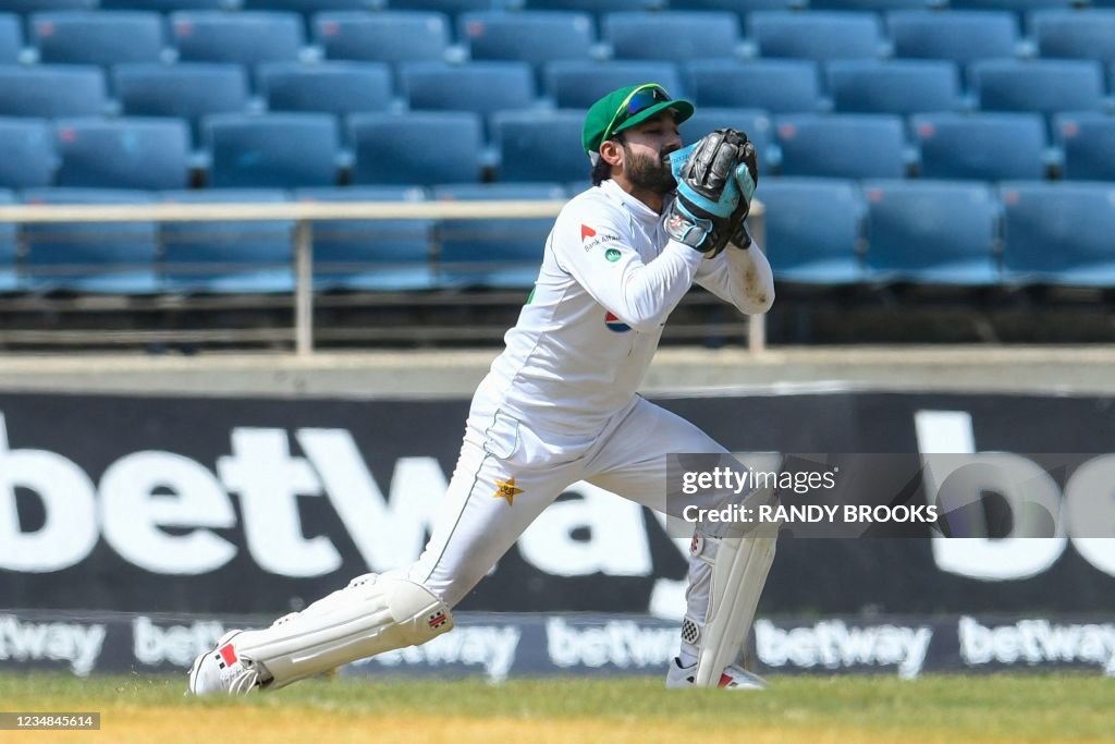 Pakistan Razwin 2 Mohammad Rizwan of Pakistan takes the catch to dismiss Alzarri Joseph ...