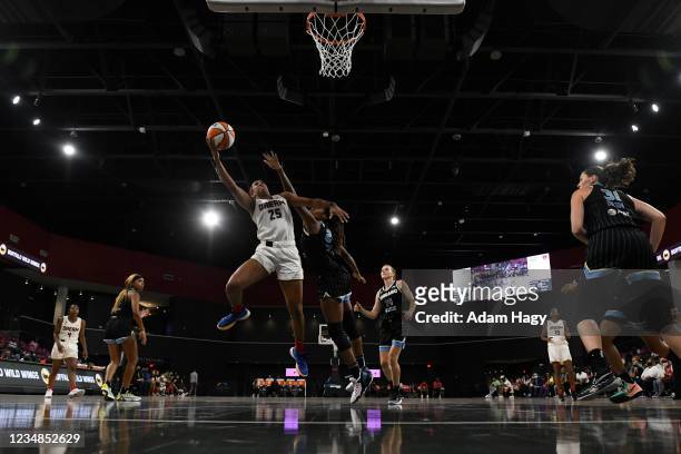 Monique Billings of the Atlanta Dream shoots the ball during the game against the Chicago Sky on August 24, 2021 at Gateway Center Arena in College...