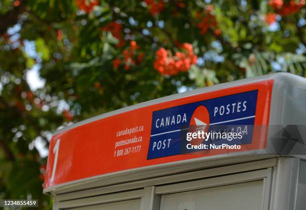 Canada Post mailbox. On Tuesday, 23 August 2021, in Edmonton, Alberta, Canada.