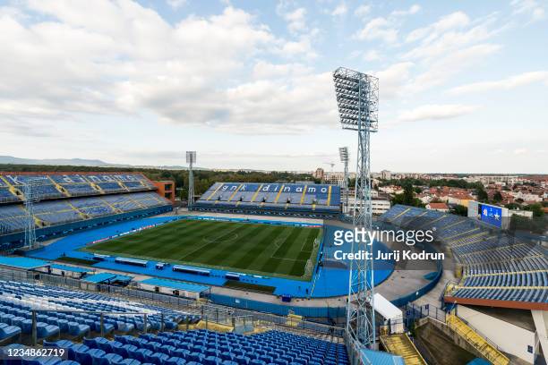 General view of the Maksimir Stadium before the UEFA Champions League Play-Offs Leg Two match between Dinamo Zagreb and FC Sheriff at Maksimir...