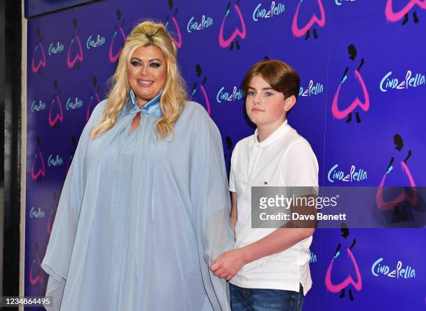 Gemma Collins and nephew Hayden attend a Gala Performance of "Cinderella" at the Gillian Lynne Theatre on August 25, 2021 in London, England.