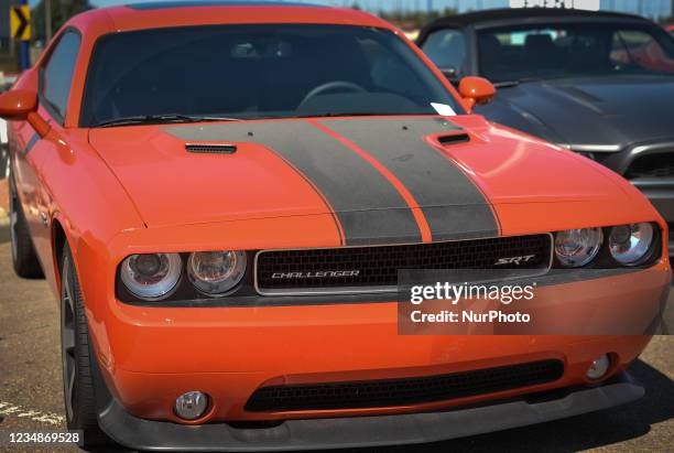 Dodge Challenger SRT car parked in South Edmonton. On Wednesday, 24 August 2021, in Edmonton, Alberta, Canada.