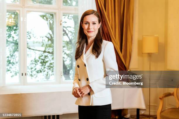 Sanna Marin, Finland's prime minister, before an interview at the prime minister's official residence at Kesaranta in Helsinki, Finland, on...