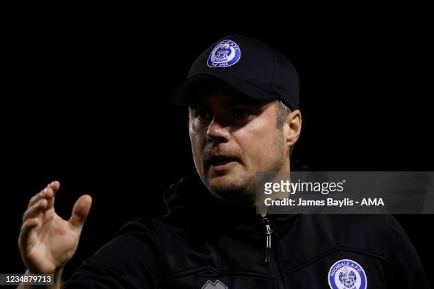 Robbie Stockdale the head coach / manager of Rochdale during the Carabao Cup Second Round match between Shrewsbury Town and Rochdale on August 24,...