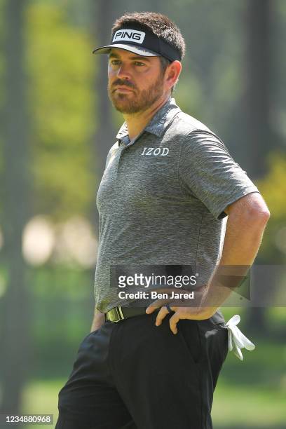 Louis Oosthuizen of South Africa stands on the fifth green during the first round of the BMW Championship at Caves Valley Golf Club on August 26,...