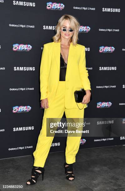 Kimberly Wyatt attends a secret gig by Yungblud to launch the new Samsung Z Flip 3 & Z Fold 3 handsets at Coal Drops Yard on August 26, 2021 in...