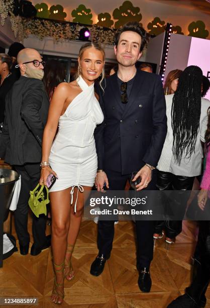 Molly-Mae Hague and Nick Grimshaw attend the launch party of Molly Mae's Pretty Little Thing collection at Novikov on August 26, 2021 in London,...
