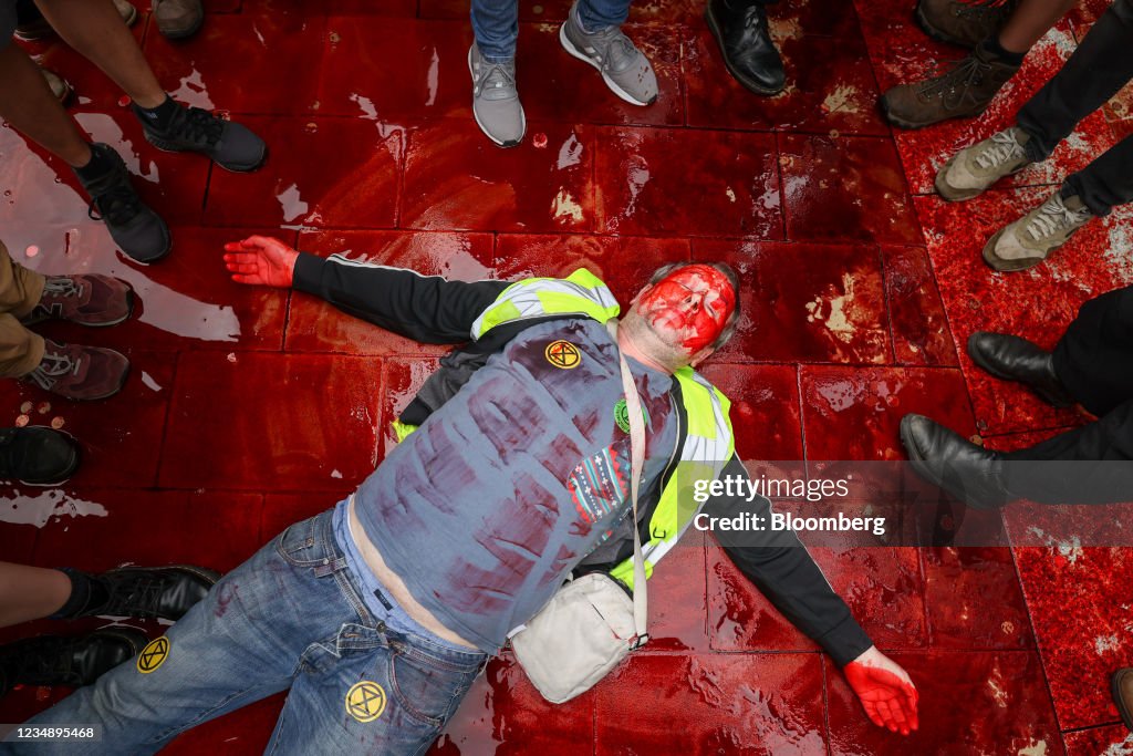 Extinction Rebellion's Blood Money March At The Bank of England