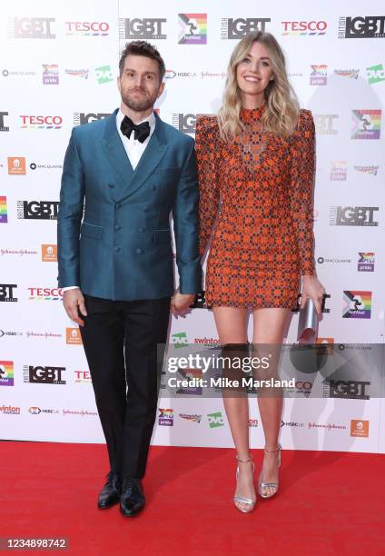 Joel Dommett and Hannah Cooper attend the British LGBT Awards 2021 at The Brewery on August 27, 2021 in London, England.