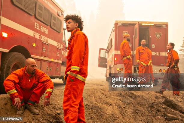 Incarcerated firefighters from Eel River Conservation Camp continue to tackle the Caldor Fire as the fires footprint continues to expand southwest of...