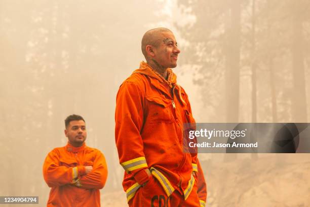 Incarcerated firefighters from Eel River Conservation Camp continue to tackle the Caldor Fire as the fires footprint continues to expand southwest of...