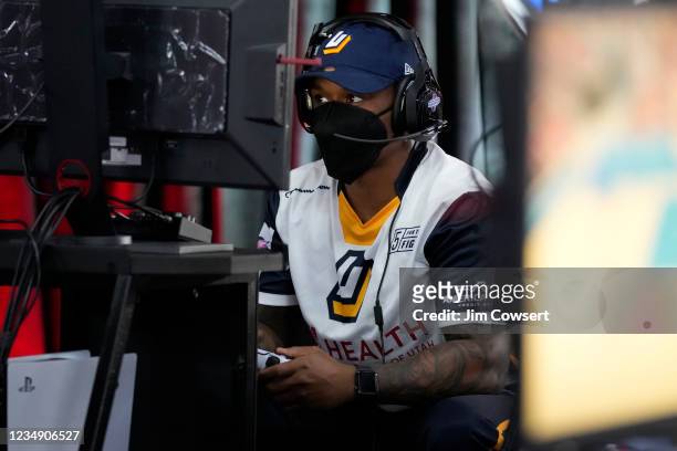 Yeah I Compete of the Jazz Gaming looks on during the game against the Pacers Gaming during the 2021 NBA 2K League Playoffs on August 27, 2021 in...