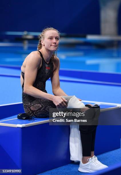 Tokyo , Japan - 28 August 2021; Jessica Long of USA after winning the Women's SM8 200 metre Individual Medley at the Tokyo Aquatic Centre on day four...