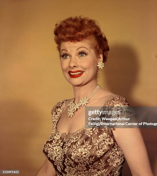 American actress and producer Lucille Ball , best known for her starring role in the hit 50s sitcom 'I Love Lucy'.
