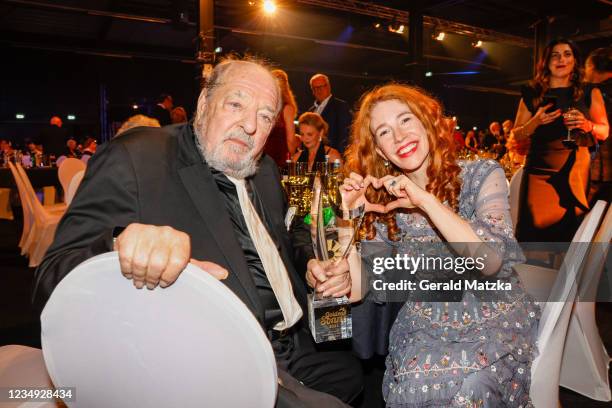 Ralph Siegel and Laura Käfer attend the Goldene Sonne Awards 2021 at Wunderland Kalkar on August 28, 2021 in Kalkar, Germany.