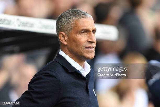 Nottingham Forest manager, Chris Hughton during the Sky Bet Championship match between Derby County and Nottingham Forest at the Pride Park, Derby on...