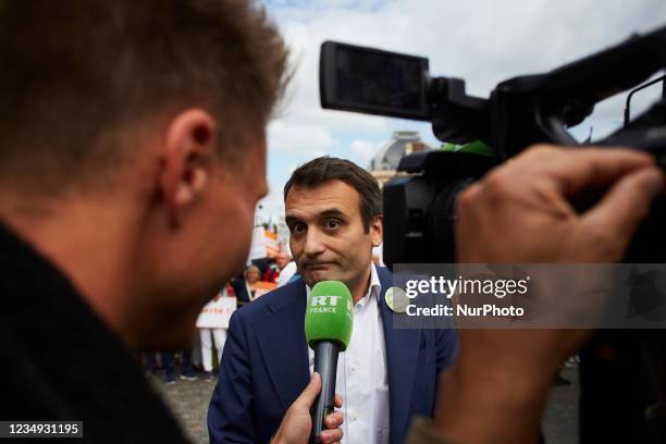 Florian Philippot during a demonstration organised by the French nationalist party ''Les Patriotes'' part of a national day of protest against the...