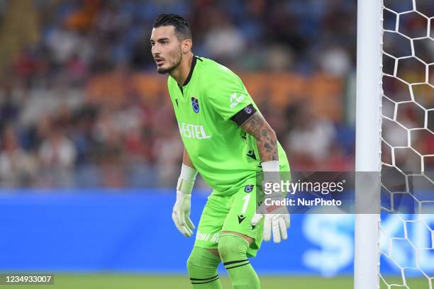 Ugurcan Cakir of Trabzonspor during the UEFA Conference League Play-Offs Second Leg match between Trabzonspor and AS Roma at Stadio Olimpico, Rome,...