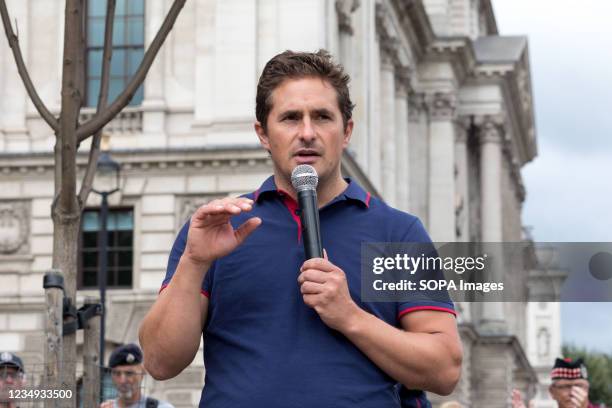 Johnny Mercer MP, Minister for Defense People and Veterans in the Ministry of Defense and Minister for Veterans Affairs in the Cabinet Office, seen...