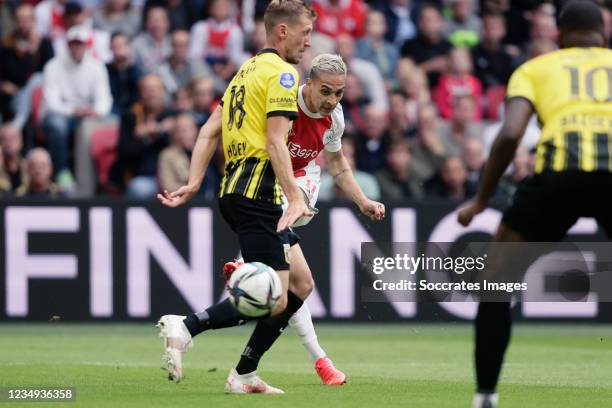 Antony of Ajax scores the first goal to make it 1-0 during the Dutch Eredivisie match between Ajax v Vitesse at the Johan Cruijff Arena on August 29,...