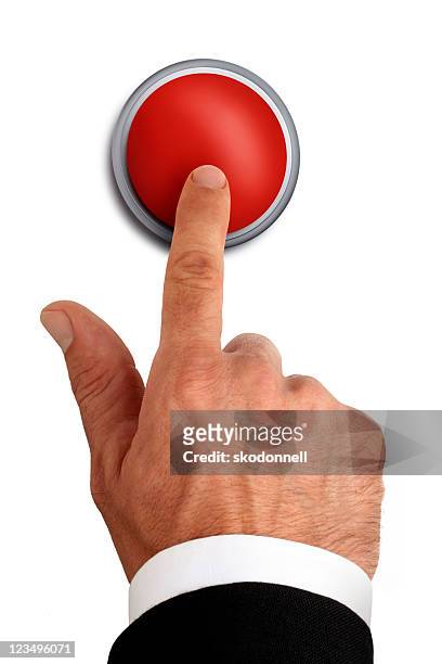 botón de emergencia rojo - pushing fotografías e imágenes de stock