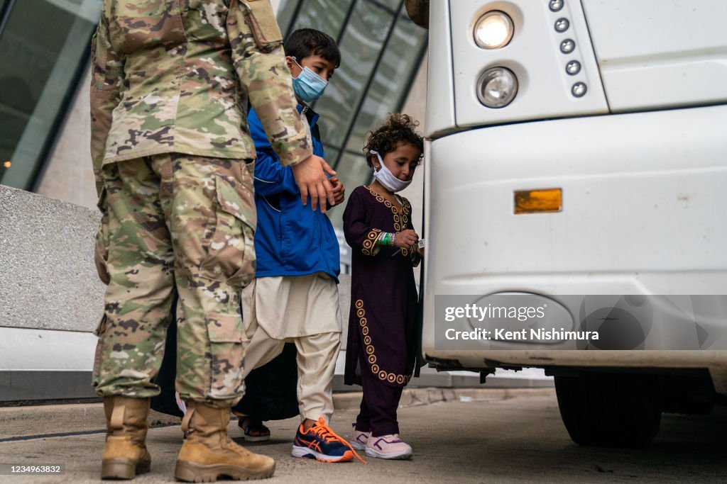 Afghanistan Refugees Arrive at Dulles International Airport