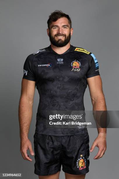 Don Armand of Exeter Chiefs poses for a portrait during the Exeter Chiefs squad photocall for the 2021-2022 Gallagher Premiership Rugby season at...