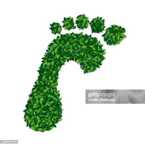 öko-fußabdruck, grünes energiekonzept - footprint stock-grafiken, -clipart, -cartoons und -symbole