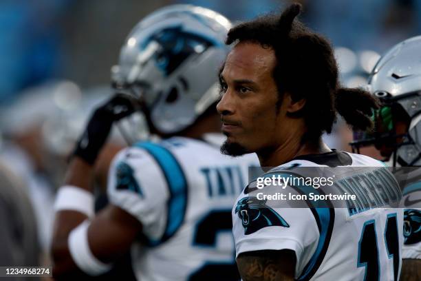 Robby Anderson wide receiver of the Panthers during a NFL football game between the Pittsburg Steelers and the Carolina Panthers on August 27, 2021...