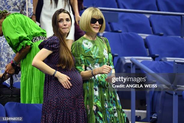 Editor-in-Chief of Vogue Anna Wintour and daughter Bee Shaffer attend the 2021 US Open Tennis tournament men's singles first round match between...