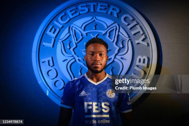 Leicester City unveil new signing Ademola Lookman at Leicester City Training Ground on August 31, 2021 in Seagrave, United Kingdom.