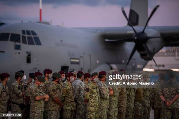 The last Italian Army soldiers left in Afghanistan arrive at the Ciampino military airport after Nato troops completed their withdrawal from...
